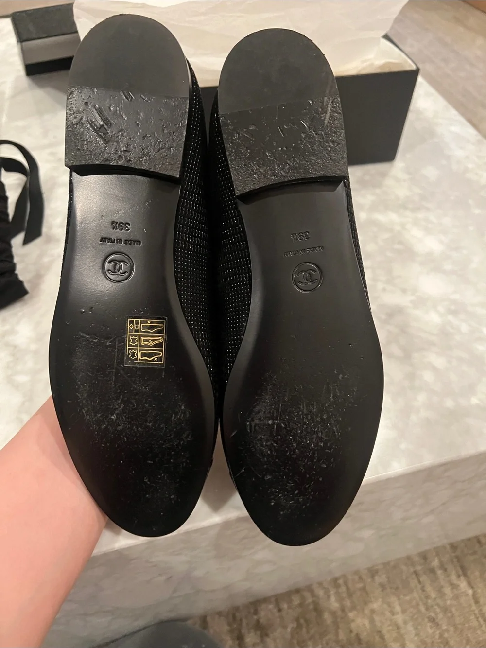 CHANEL Black  Ballet Flats size 39.5